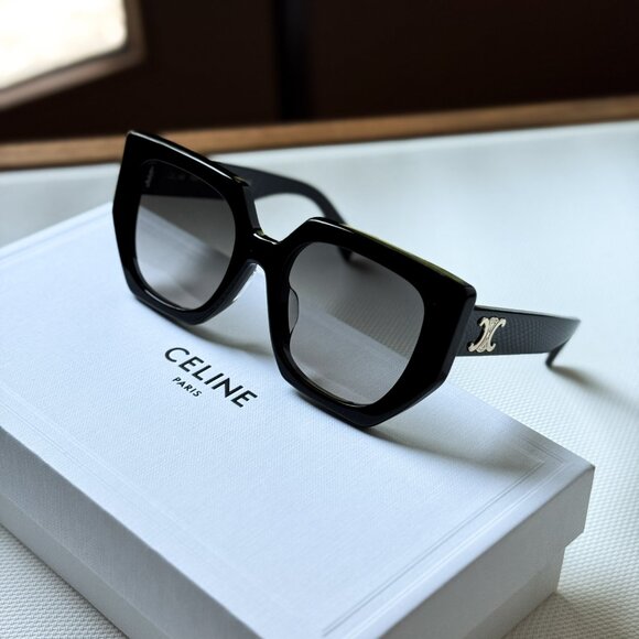 Celine TRIOMPHE Women Sunglasses Black Brown Gradient Butterfly CL40239F 01F - Picture 10 of 14